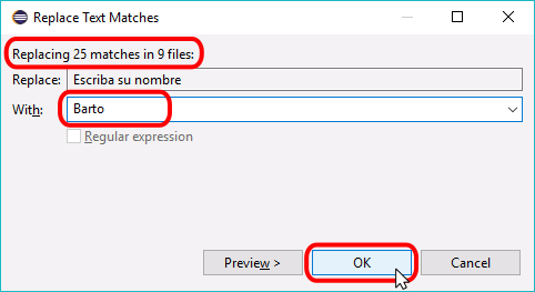 Eclipse PHP - Buscar y sustituir en archivos