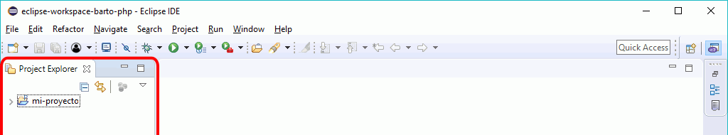 Eclipse PHP - Mostrar Explorador de proyectos