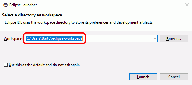 Eclipse PHP - Selección de espacio de trabajo
