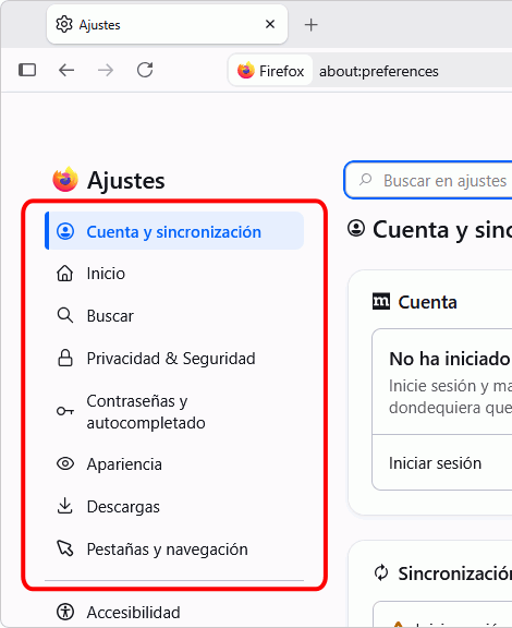 Menú Herramientas > Ajustes