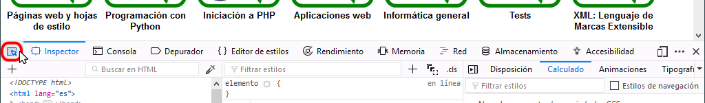 Herramientas para Desarrolador Web. Inspector