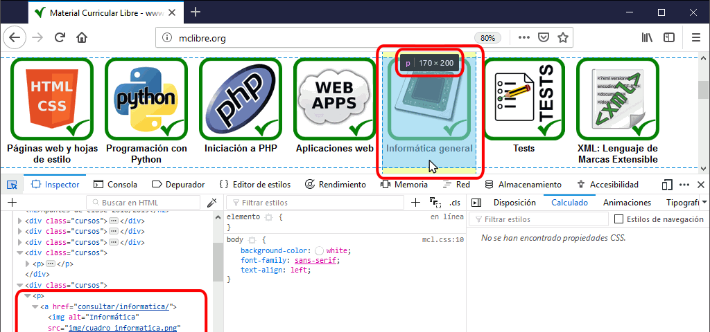 Herramientas para Desarrolador Web. Inspector