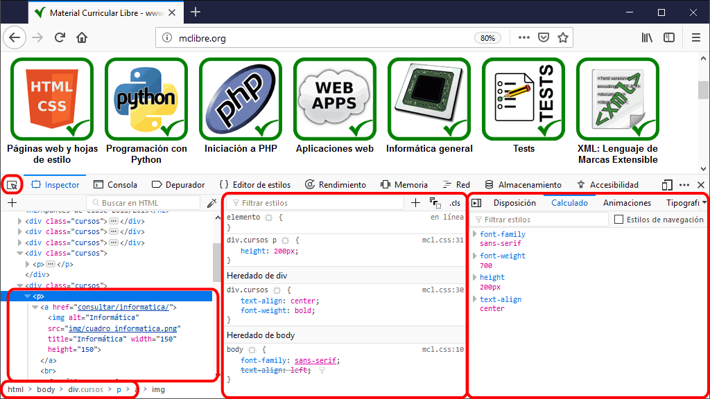 Herramientas para Desarrolador Web. Inspector