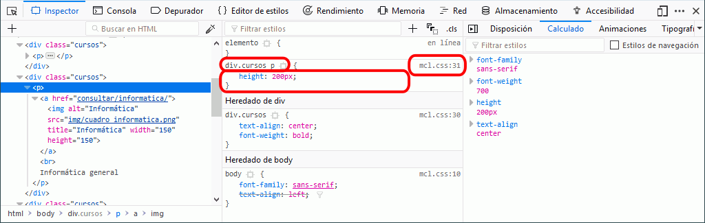 Herramientas para Desarrolador Web. Inspector