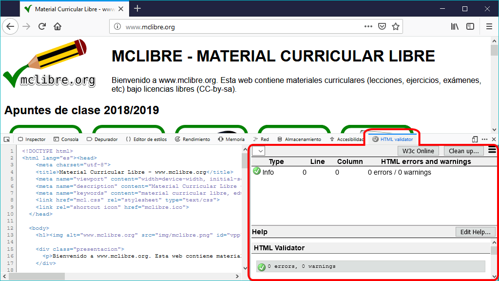 Firefox. Extensión Html Validator