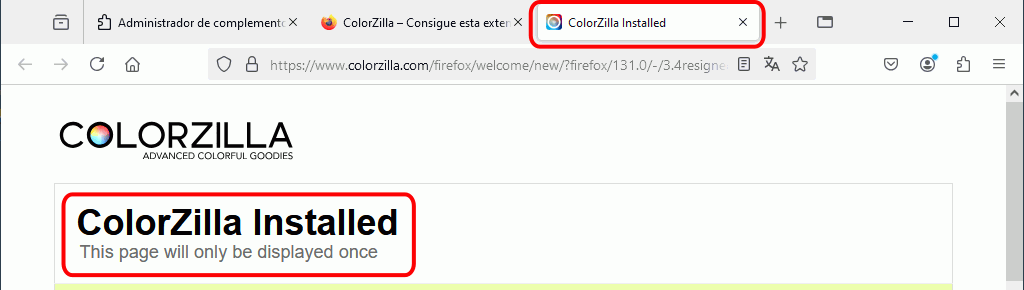 Instalación desde Administrador de complementos. ColorZilla