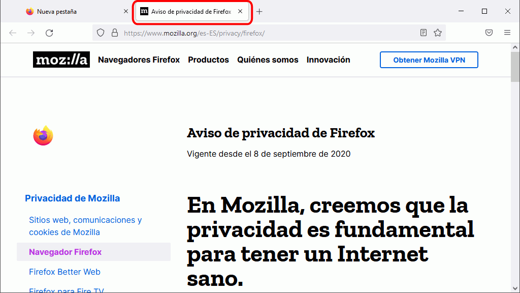 Firefox - Página de inicio