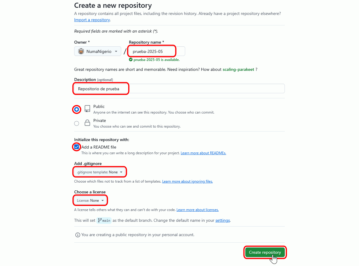 GitHub - Crear repositorio