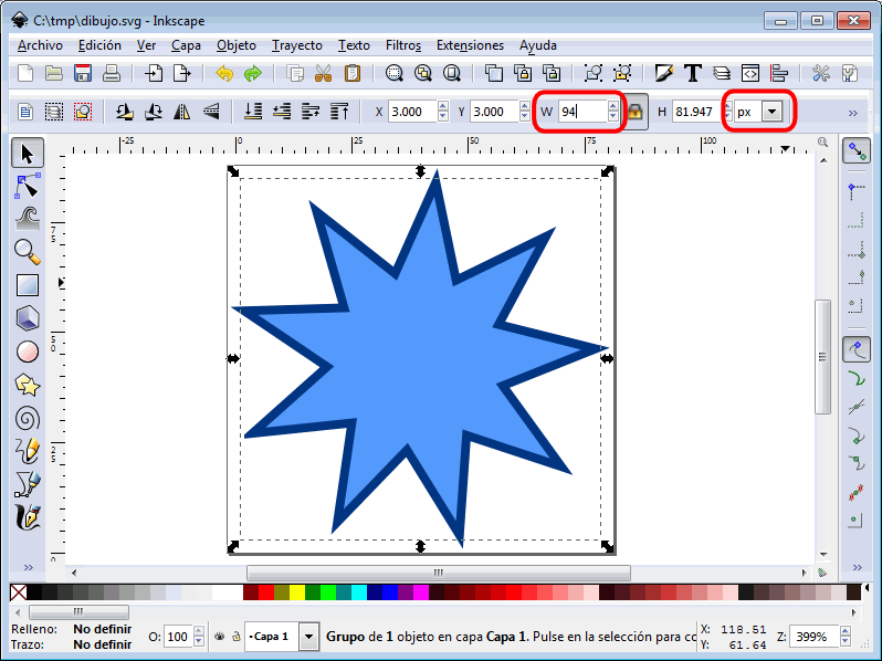 Inkscape. Ajustar tamaño de la imagen 3