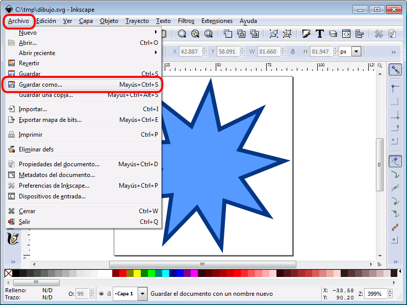 Inkscape. Guardar como SVG plano 1