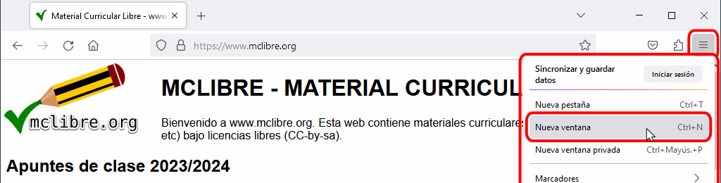 Firefox. Abrir una nueva ventana