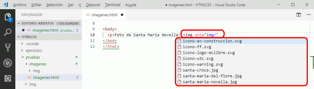 VSC. Insertar rutas de archivos