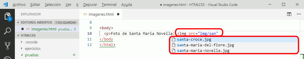 VSC. Insertar rutas de archivos