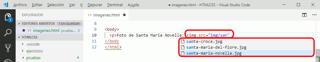 VSC. Insertar rutas de archivos