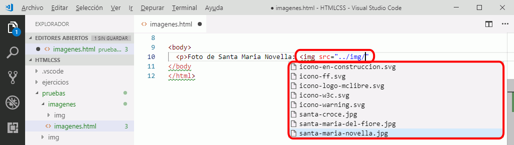 VSC. Insertar rutas de archivos