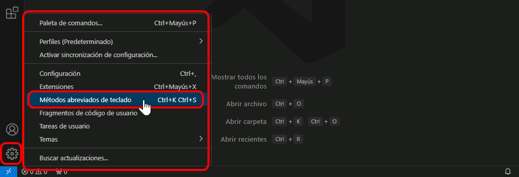 VSC. Crear atajo de teclado