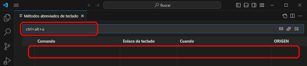 VSC. Crear atajo de teclado