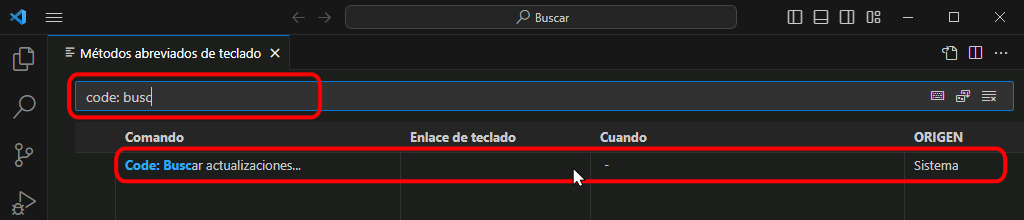 VSC. Crear atajo de teclado