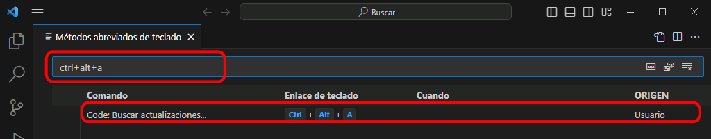 VSC. Modificar o borrar atajo de teclado