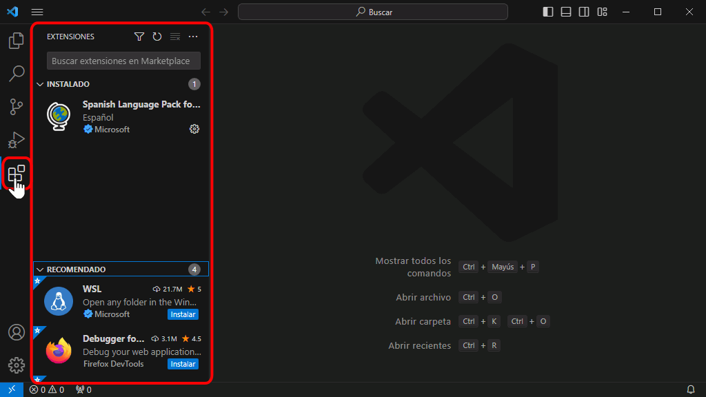 VSC. Instalar extensiones