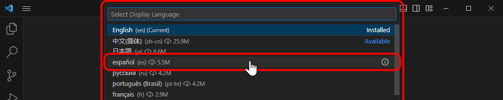 VSC. Modificar idioma