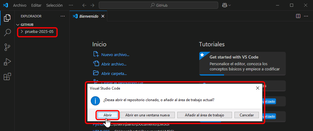 Clonar repositorio GitHub con VSC