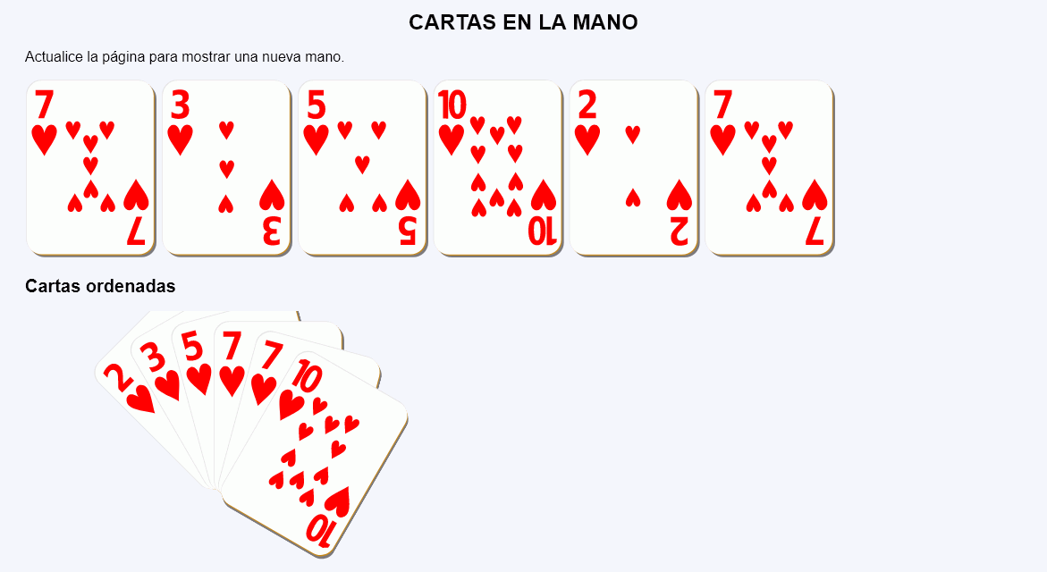 Cartas en la mano