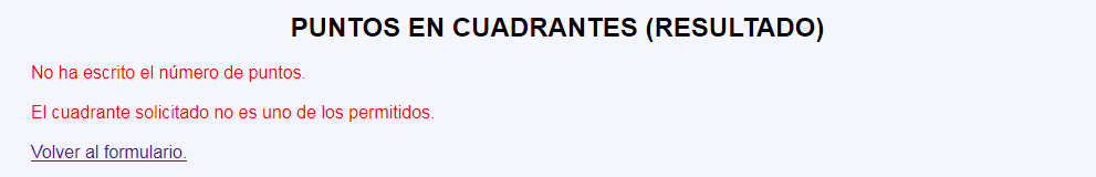 Puntos en cuadrante