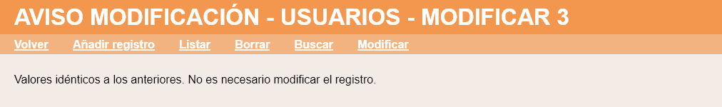 Aviso de modificación