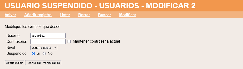 Usuario suspendido