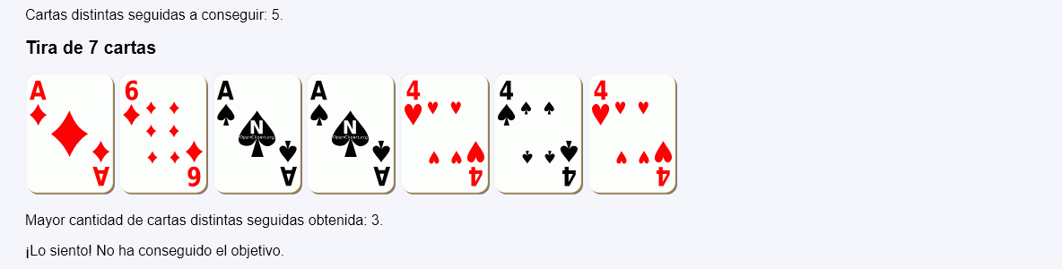 Cartas distintas - Resultado