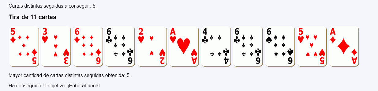 Cartas distintas - Resultado
