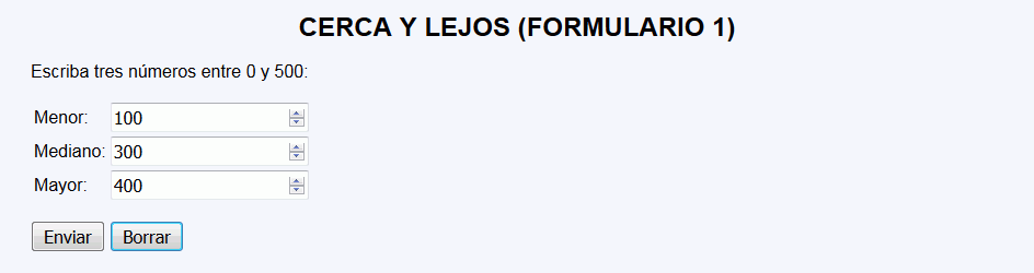 Cerca y lejos - Formulario 1