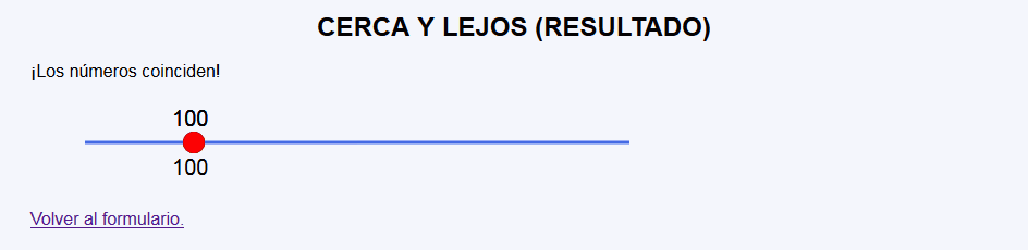 Cerca y lejos - Resultado