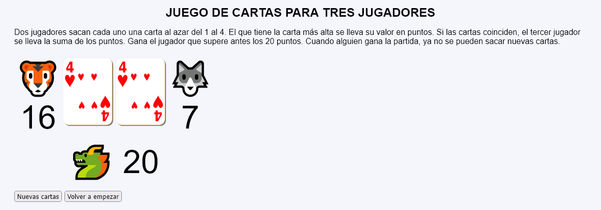 Juego de cartas para 3 jugadores
