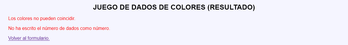 Juego de dados de colores
