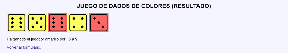 Juego de dados de colores
