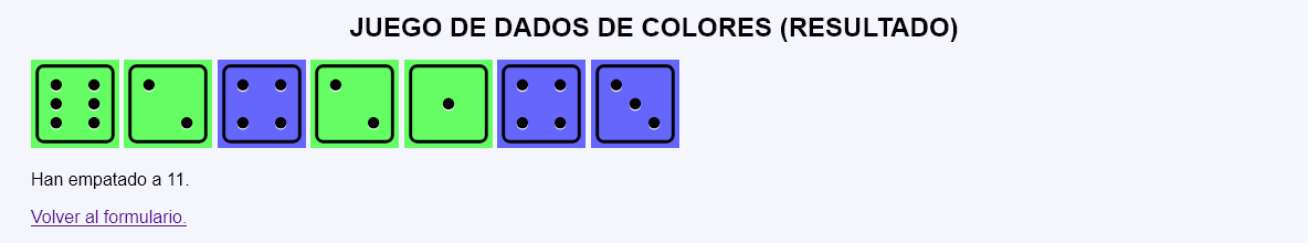 Juego de dados de colores