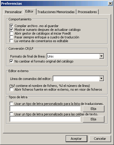 poedit - Menú Archivo > Preferencias ...