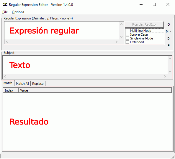 Regular Expression Editor - Ventana