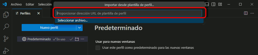 VSC. Importar perfil recomendado