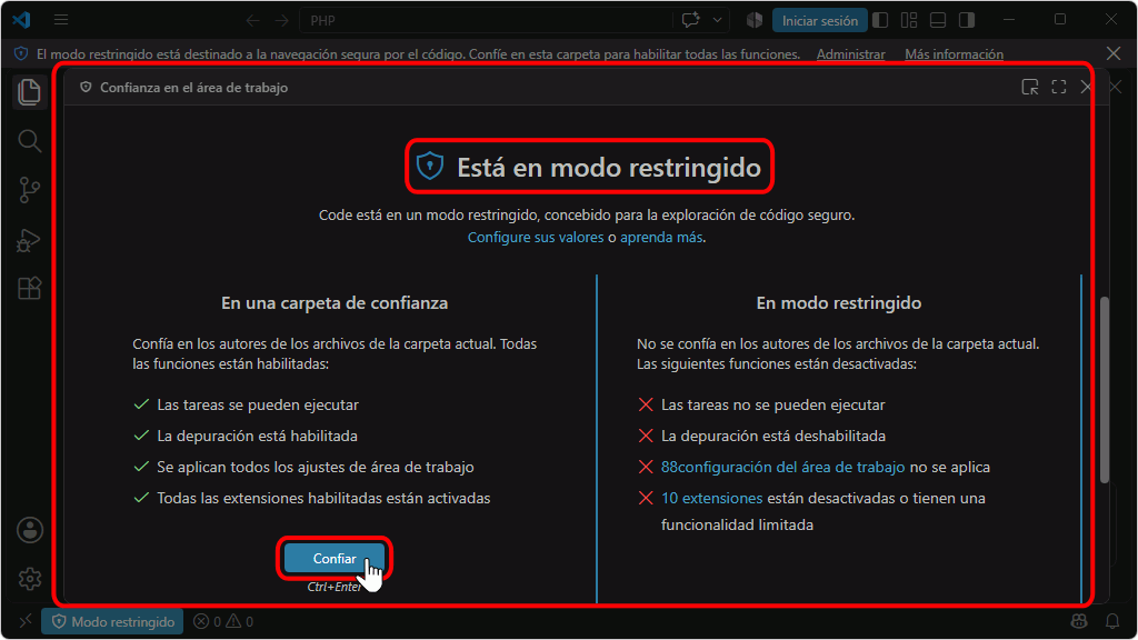 VSC. Área de trabajo