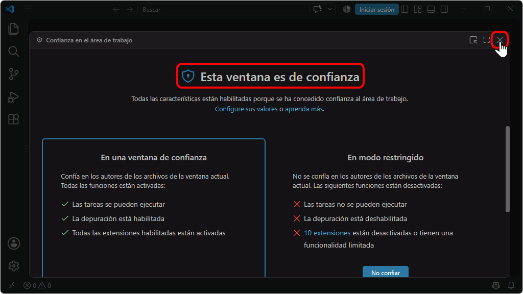 VSC. Área de trabajo