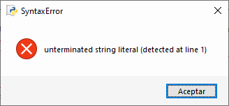 Aviso: Error de delimitador de cadena