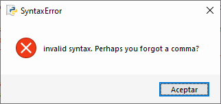 Aviso: Error de sintaxis