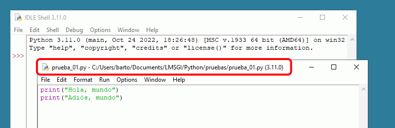IDLE. Menú Run > Run Module