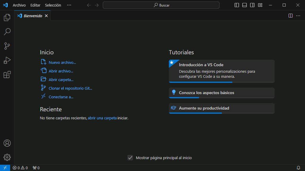 VSC. Tema Dark Modern predeterminado