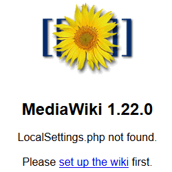 MediaWiki. Instalación. Aviso de ausencia de configuración.