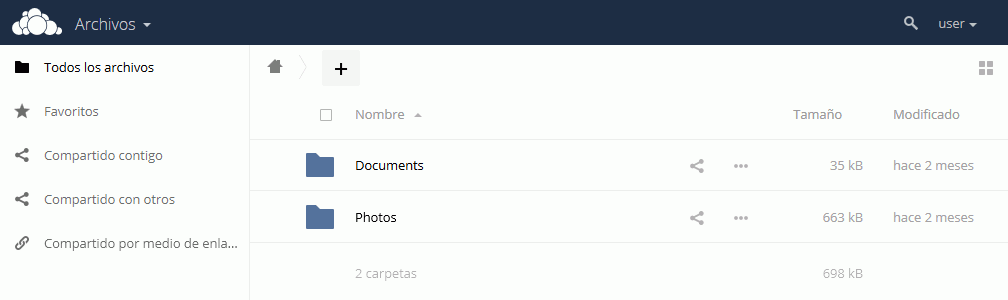 ownCloud. idioma