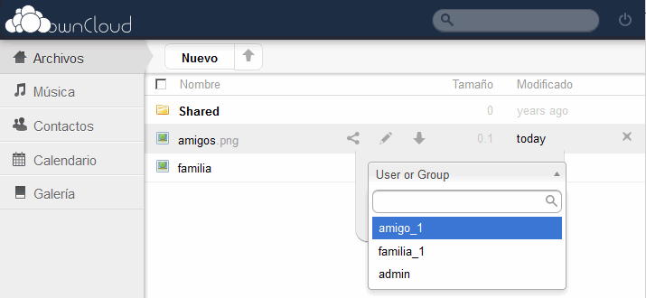 ownCloud. Compartir